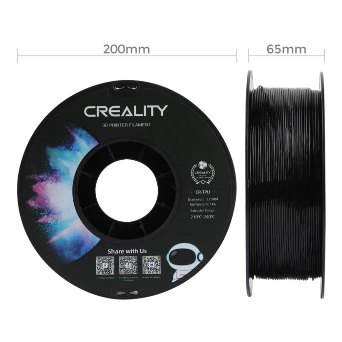 Пластик для 3D-принтера Creality TPU 1кг, 1.75мм, black (3301040040)