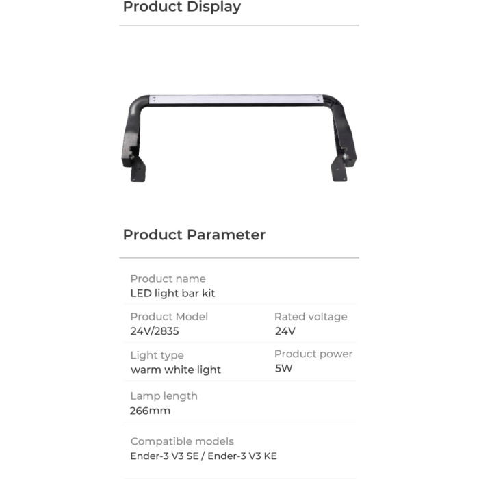 Запчастина для 3D-принтера Creality Ender-3 V3 SE/KE LED Light Bar Kit (4004010247)