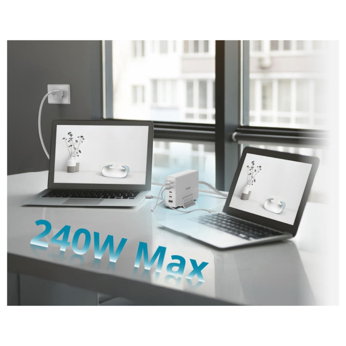 Зарядний пристрій D-Link 4xUSB-C + 1xUSB PD240W GaN white (DCF-241)