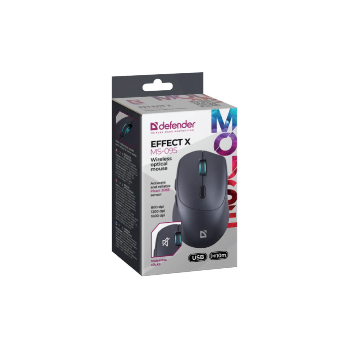 Мишка Defender Effect X MS-095 Wireless Black (52095)
