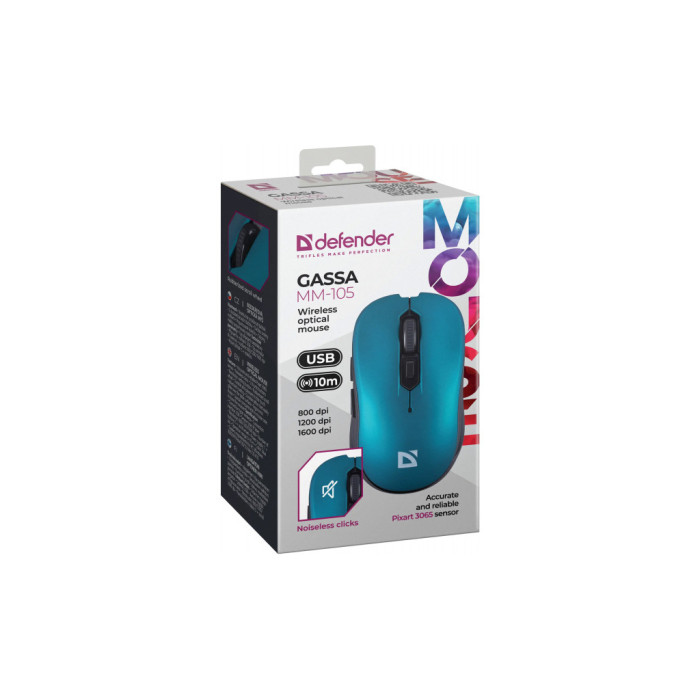 Мишка Defender Gassa MM-105 Wireless Turquoise (52102)