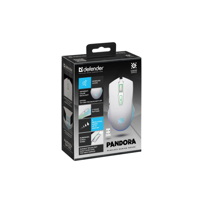 Мишка Defender Pandora GM-502 LED Wireless White (52502)