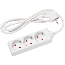 Мережевий подовжувач Delux G3J 1.5м, 3 роз. з заземленням white (90021621)
