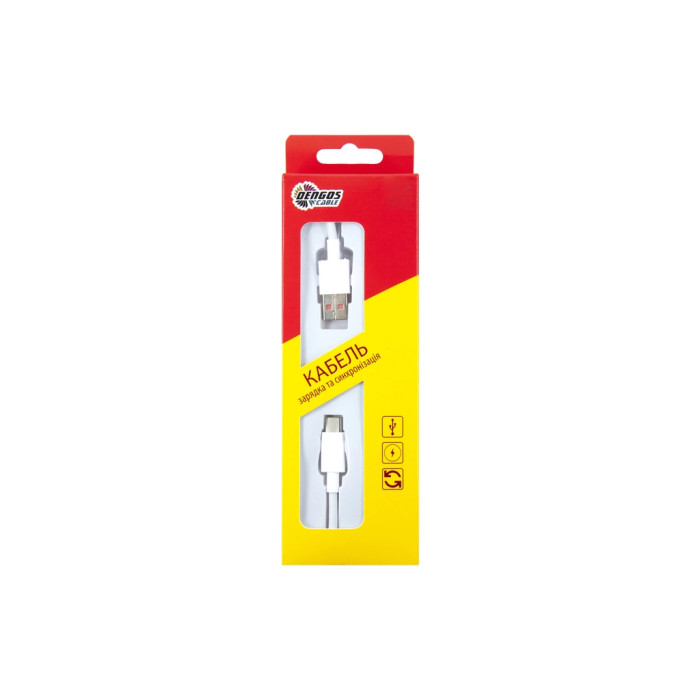 Дата кабель USB 3.0 AM to USB-C 1.0m 4A QC3.0 white Dengos (PLS-TC-4A-WHITE)