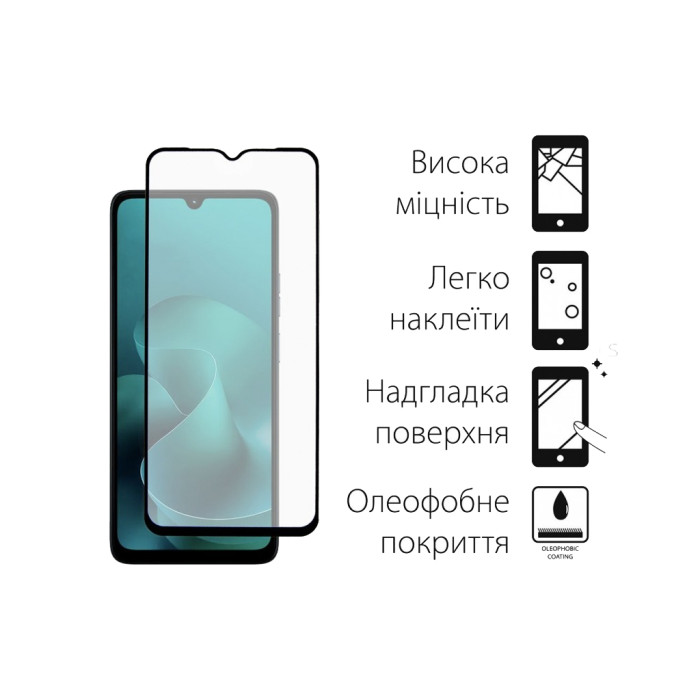 Скло захисне Dengos Full Glue Motorola G06 Black (TGFG-420)