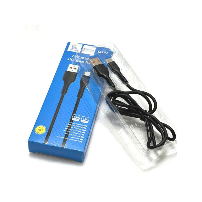 Дата кабель USB 2.0 AM to USB-C 1.0m 2.4A silicone black Denmen (DM-D42T-BK)