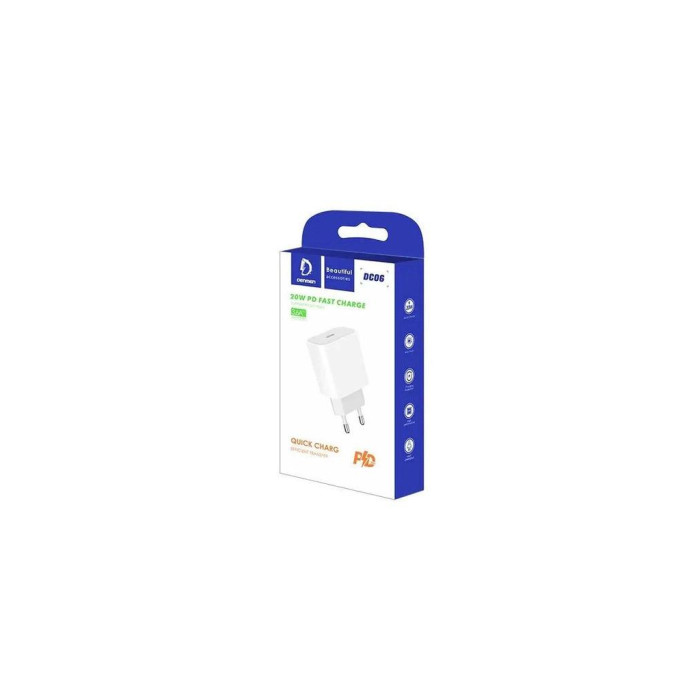 Зарядний пристрій Denmen USB-C PD20W 3.6A white (DM-DC06-WH)
