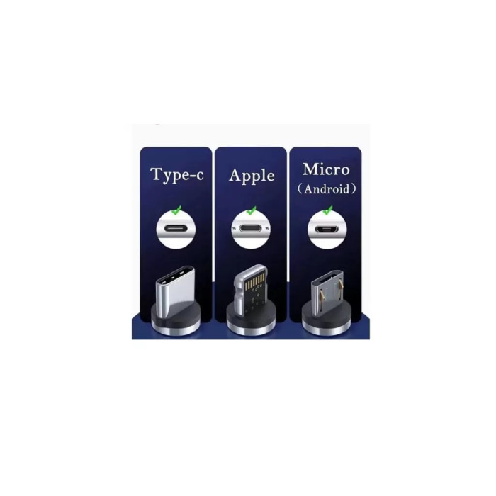 Дата кабель USB 2.0 AM to Lightning + Micro 5P + Type-C magnetic black Denmen (DN-D09E-BK)