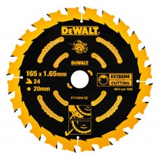 Диск пильний DeWALT EXTREME, 165 х 20, 24 z, геометрія зуба ATB, 18 град (DT10300)