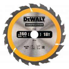 Диск пильний DeWALT СONSTRUCTION , 160 х 20 мм, 18 z, АВТ, 20 градусів (DT1931)