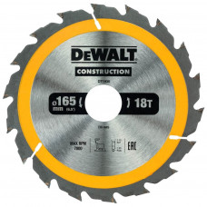 Диск пильний DeWALT CONSTRUCTION, 165х30мм, 18 z, ATB, 20 градусів, 7000 об/хв. (DT1936)