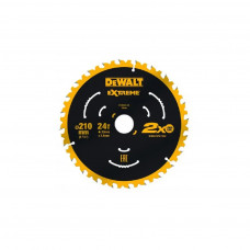 Диск пильний DeWALT EXTREME, 210 х 30 мм, 24z, ATB, 7 градусів, 7000 об/хв. (DT20432)