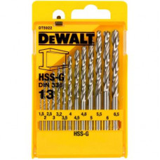 Набір свердл DeWALT HSS-G по металлу, 13шт, d=1,5-6,5мм. (DT5922)