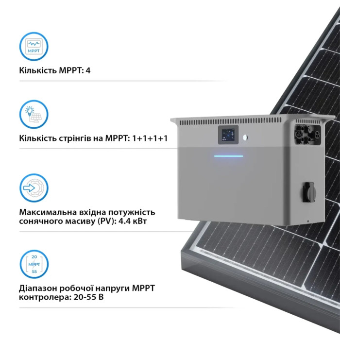 Зарядна станція Deye 2500W, 2.56kWh (SUN-BK250-2.56KWH-EU-AM4-18L)