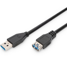 Дата кабель USB 2.0 AM/AF 1.8m black Digitus (AK-300203-018-S)