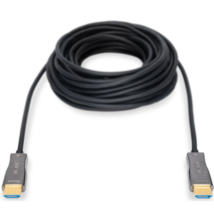 Кабель мультимедійний HDMI M to HDMI M 10m 4K AOC hybrid-fiber black Digitus (AK-330125-100-S)