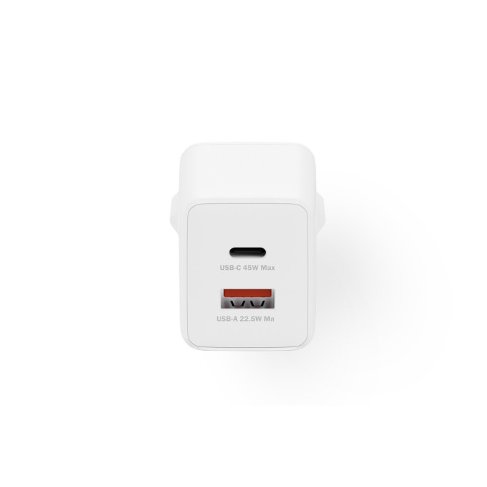 Зарядний пристрій Digitus 1xUSB-C + 1xUSB PD45W GaN white (DA-10302)