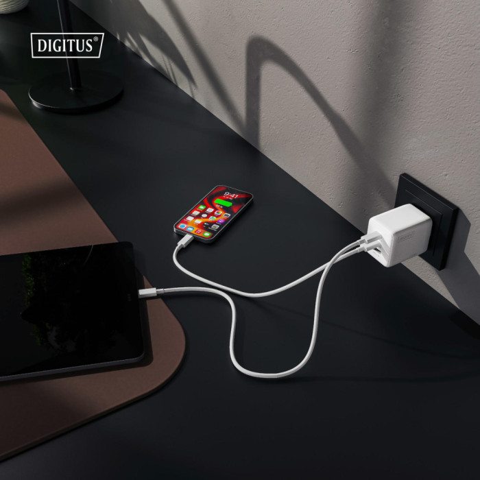 Зарядний пристрій Digitus 2xUSB-C + 1xUSB-A GaN 100W (DA-10304)