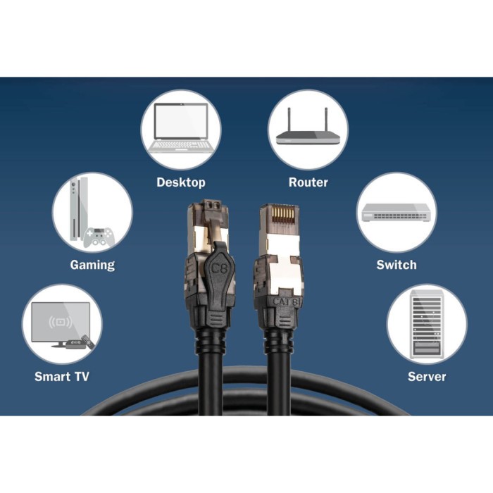 Патч-корд 1м, S/FTP, cat 8.1, AWG 24/7, LSZH, black Digitus (DK-1843-010)