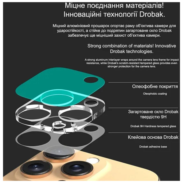 Скло захисне Drobak 3D Apple iPhone 17 camera (333339)