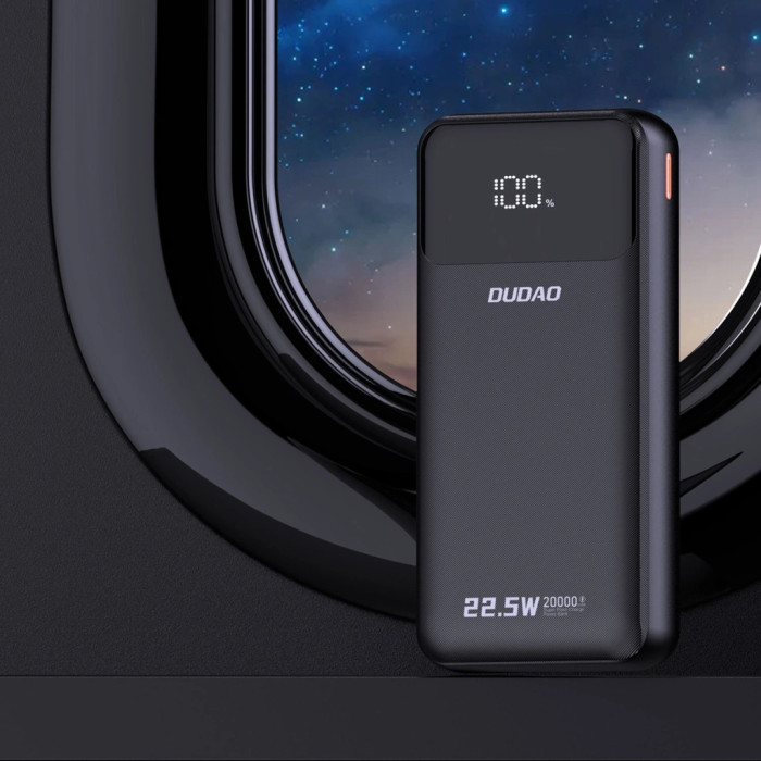 Батарея універсальна Dudao K15Pro 20000mAh PD/22.5W, QC, with built-in cables, Black (6977196682430)