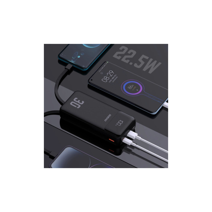 Батарея універсальна Dudao 30000mAh K15 MAX 22.5W, PD, QC, USB-A, Lightning, USB-C(In/Out), with USB-C/Lightning cables (6977196682478)