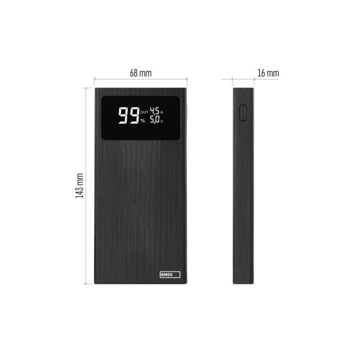 Батарея універсальна EMOS 10000mAh BETAQ 10, 22.5W, black (B0531B)