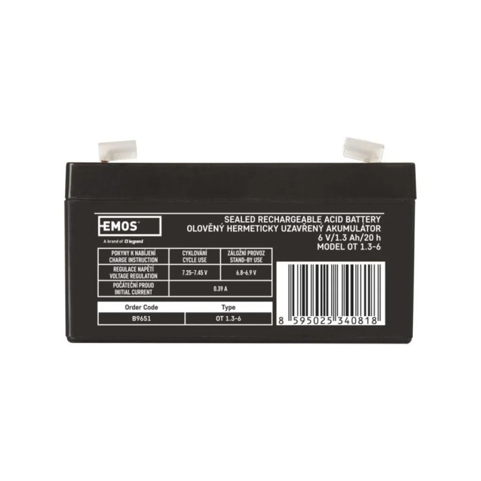 Батарея до ДБЖ EMOS B9651 AGM 6V 1.3Ah fast 4,7mm (B9651)