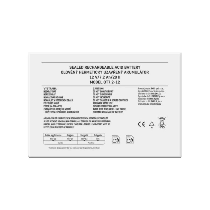 Батарея до ДБЖ EMOS 12V 7.2Ah (B9654)