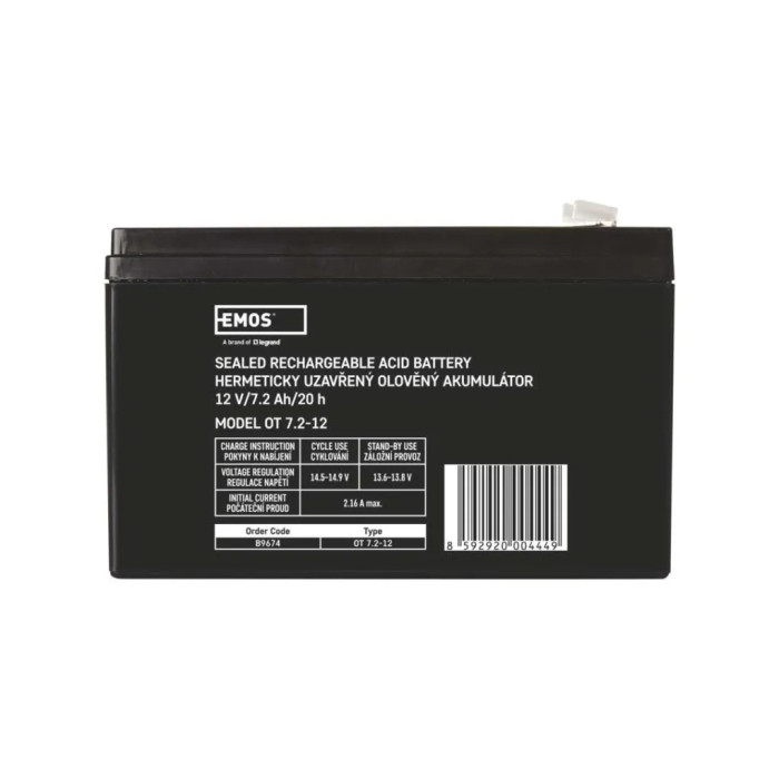 Батарея до ДБЖ EMOS B9674 AGM 12V 7,2Ah fast 6,3mm (B9674)