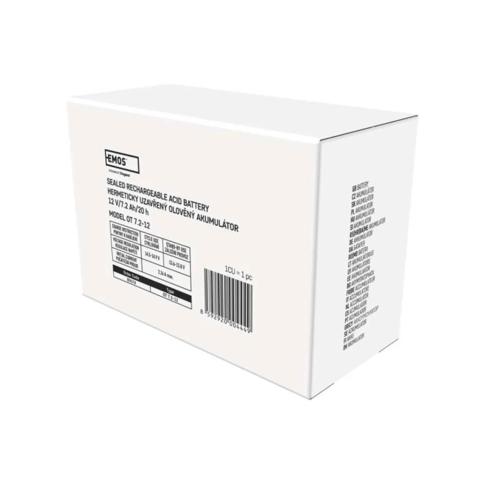 Батарея до ДБЖ EMOS B9674 AGM 12V 7,2Ah fast 6,3mm (B9674)