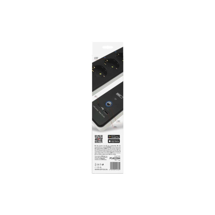 Мережевий подовжувач EMOS P1422SM 2m 4 роз. 1xUSB-A 1xUSB-C Wi-Fi 1,5мм2 (P1422SM)