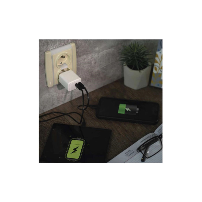 Зарядний пристрій EMOS V03G35 2xUSB-C 35W GaN (V03G35)