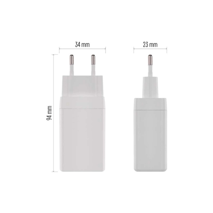 Зарядний пристрій EMOS V05G65 1xUSB-A + 2xUSB-C PD65W GaN (V05G65)