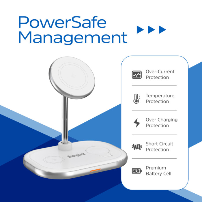 Зарядний пристрій Energizer 15W 3-in-1 magnetic wireless white (WCP303)