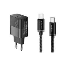 Зарядний пристрій Essager USB-C PD20W + cable USB-C to USB-C 60W black (E20JSB1-SYTT1-T)