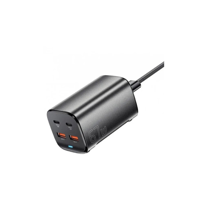 Зарядний пристрій Essager 2xUSB-C + 2xUSB 67W GaN (ECT2AC-JYB0G-Z)