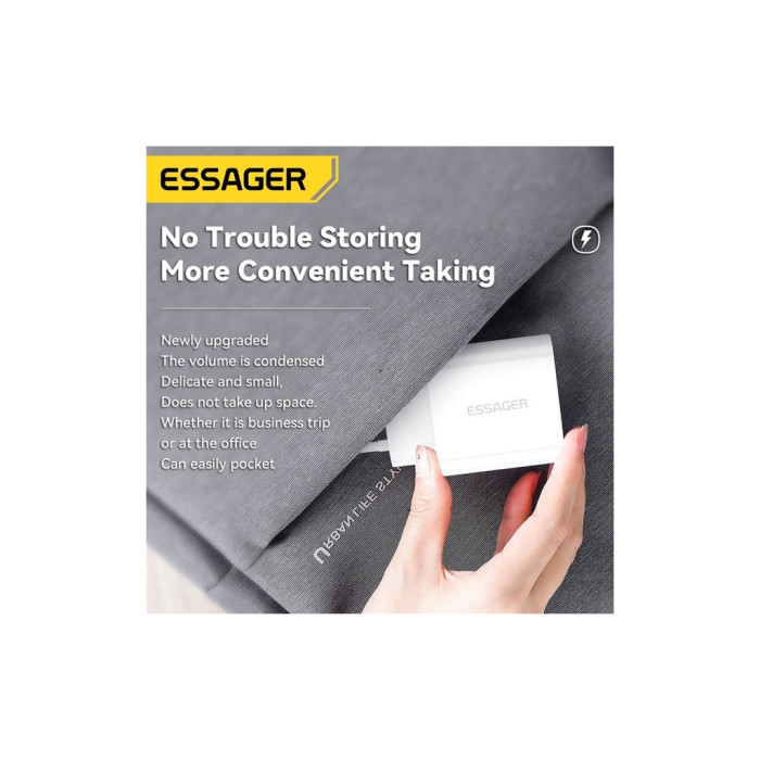 Зарядний пристрій Essager USB-C PD20W + cable USB-C to Lightning white (EFJB02-XBL02-T)