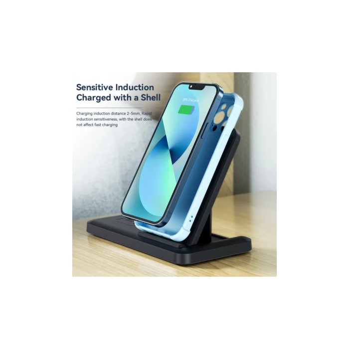 Зарядний пристрій Essager 4-in-1 wireless charger 15W foldable desktop black (EWXZM-JC01-Z)