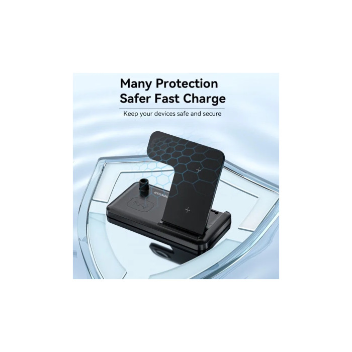 Зарядний пристрій Essager 4-in-1 wireless charger 15W foldable desktop black (EWXZM-JC01-Z)