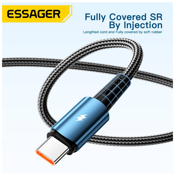 Дата кабель USB 2.0 AM to USB-C 2.0m 120W black Essager (EXC120-CGA01-P)