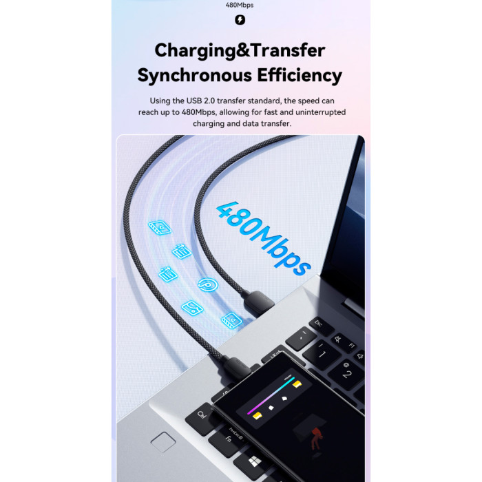Дата кабель USB 2.0 AM to USB-C 2.0m 100W white Essager (EXC7A-WLA02-P)