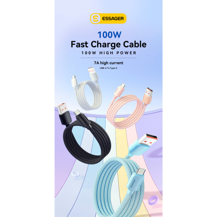 Дата кабель USB 2.0 AM to USB-C 2.0m 100W blue Essager (EXC7A-WLA03-P)