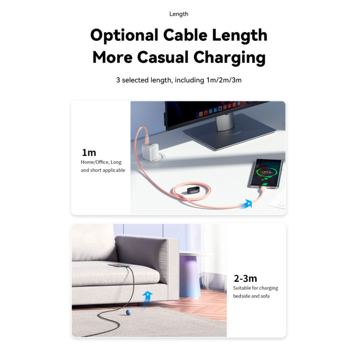 Дата кабель USB 2.0 AM to USB-C 2.0m 100W blue Essager (EXC7A-WLA03-P)