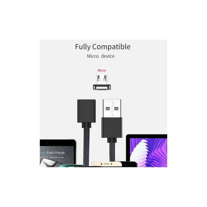 Дата кабель USB 2.0 AM to Micro 5P 1.0m Magnetic black Essager (EXCCXM-ML01)