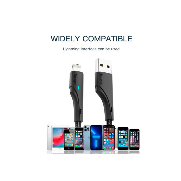Дата кабель USB 2.0 AM to Lightning 1.0m 2.4A black Essager (EXCL-LS01)