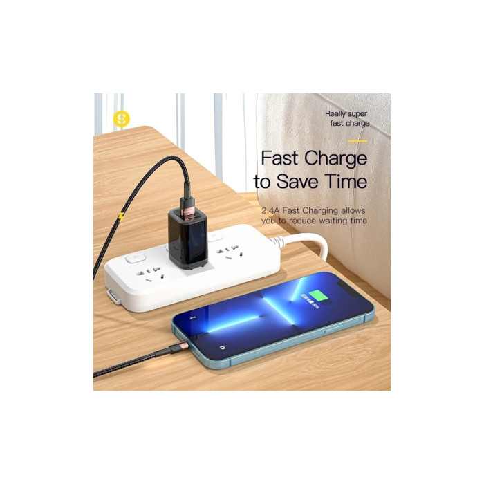 Дата кабель USB 2.0 AM to Lightning 1.0m 2.4A black Essager (EXCL-XC01)