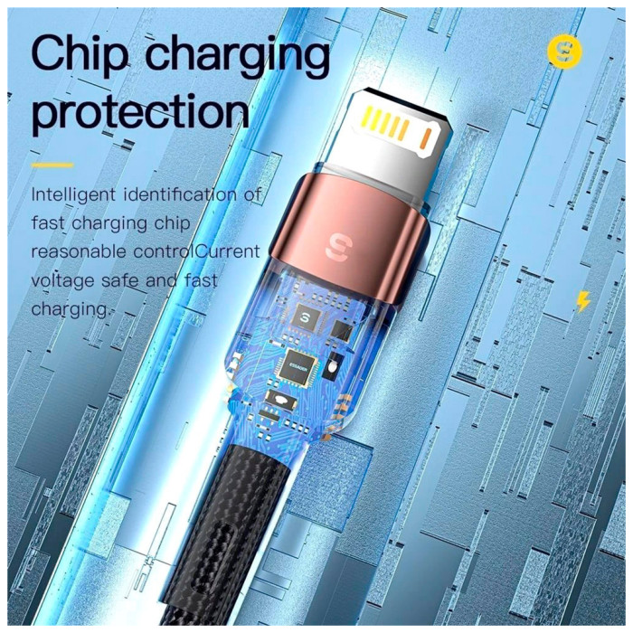 Дата кабель USB 2.0 AM to Lightning 2.0m 2.4A black Essager (EXCL-XCA01)