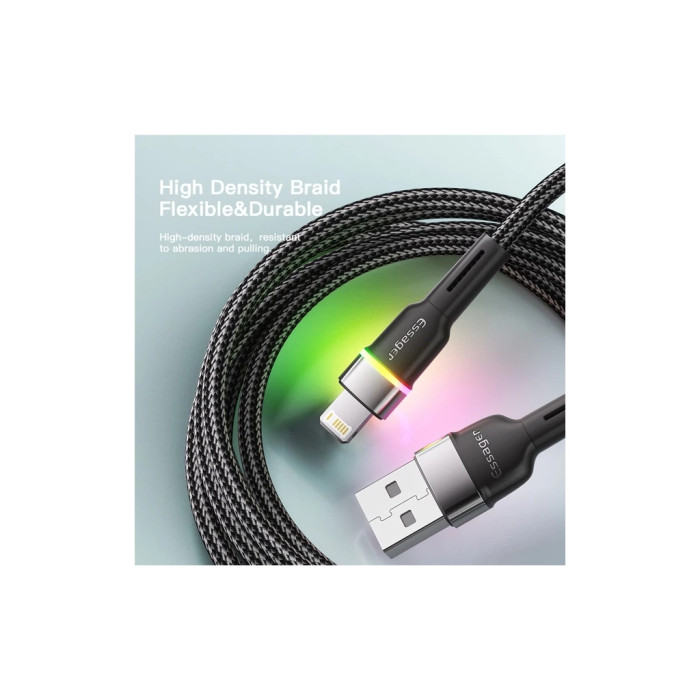 Дата кабель USB 2.0 AM to Lightning 1.0m 2.4A black Essager (EXCL-XCD01)