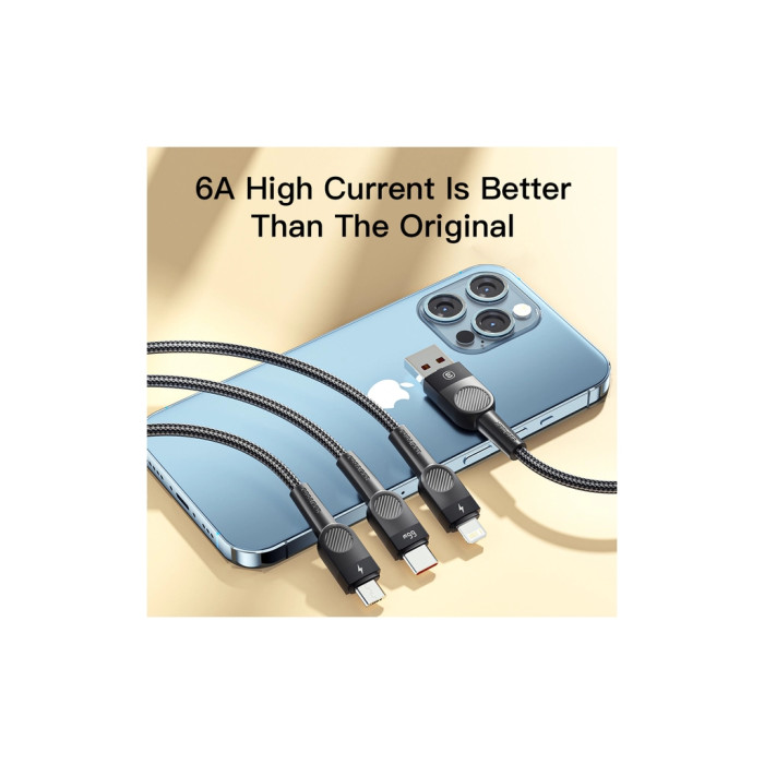 Дата кабель USB 2.0 AM to Lightning + Micro 5P + Type-C 1.2m 66W black Essager (EXCMTL-XJ01)